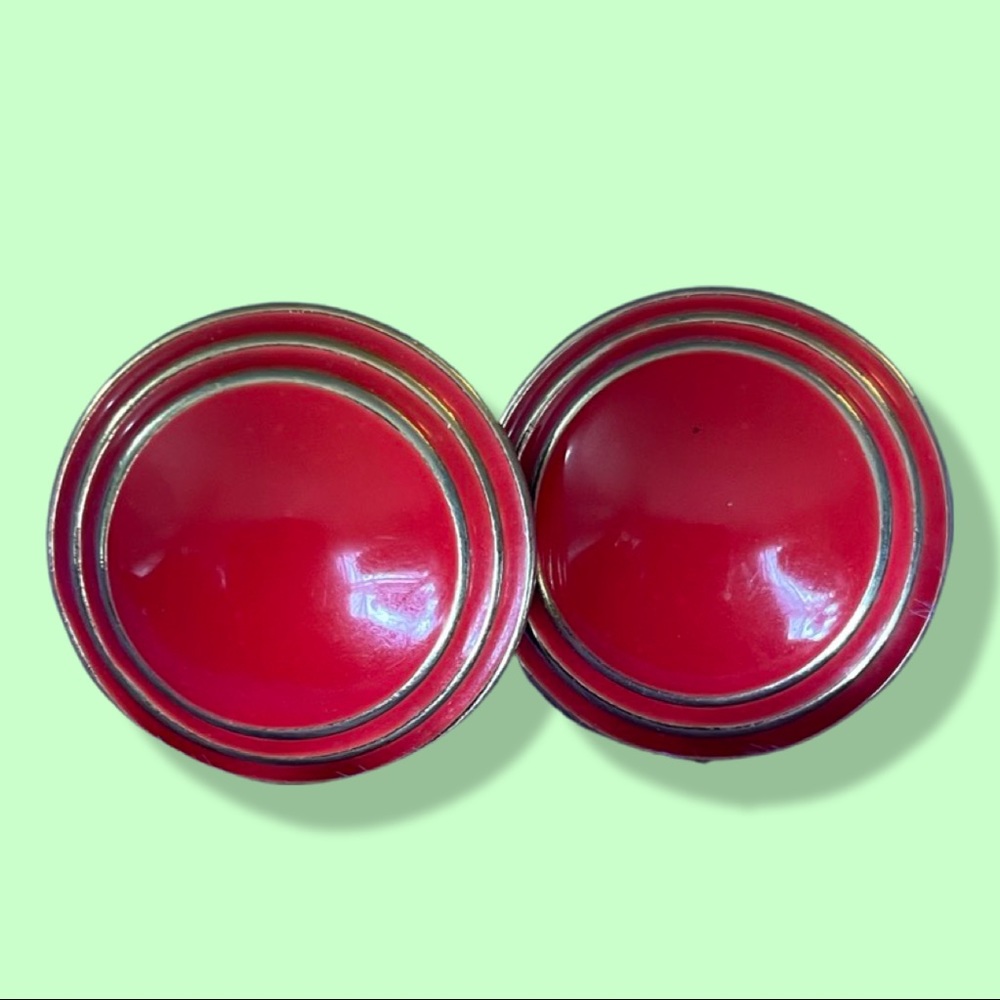 Round Red Earrings
